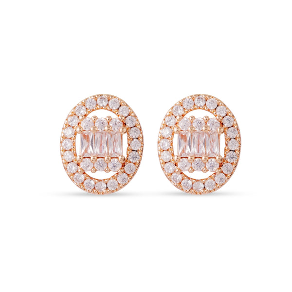 Royal Halo Baguette Crystal Stud Earrings
