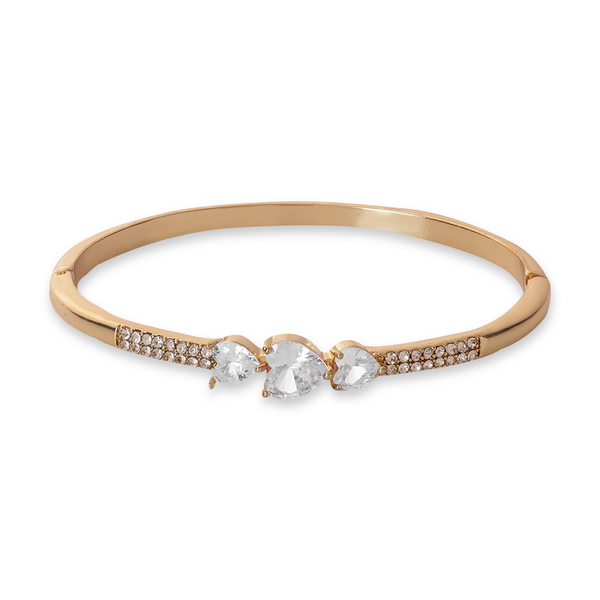 Triple Heart Elegance Gold-Plated Bangle