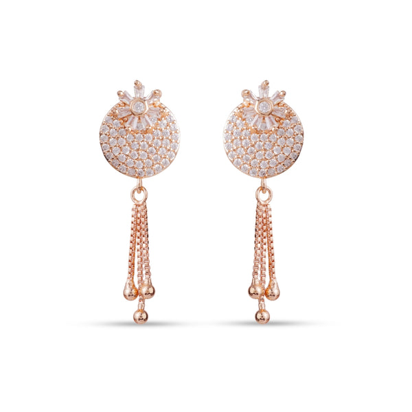 Crystal Disc Tassel Drop Earrings