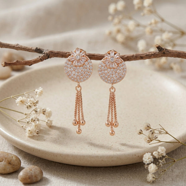 Crystal Disc Tassel Drop Earrings