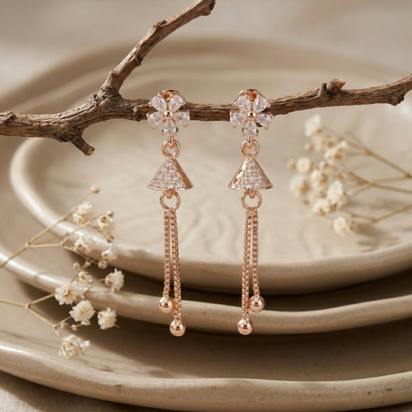 Floral Cone Tassel Drop Earrings