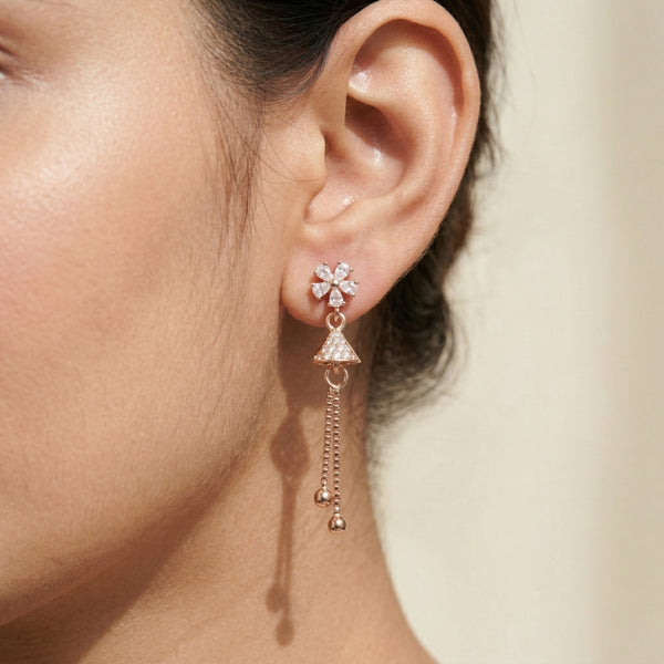 Floral Cone Tassel Drop Earrings