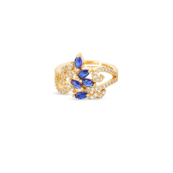 Royal Sapphire Leaf Spark Ring