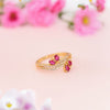 Ruby Blossom Wave Ring