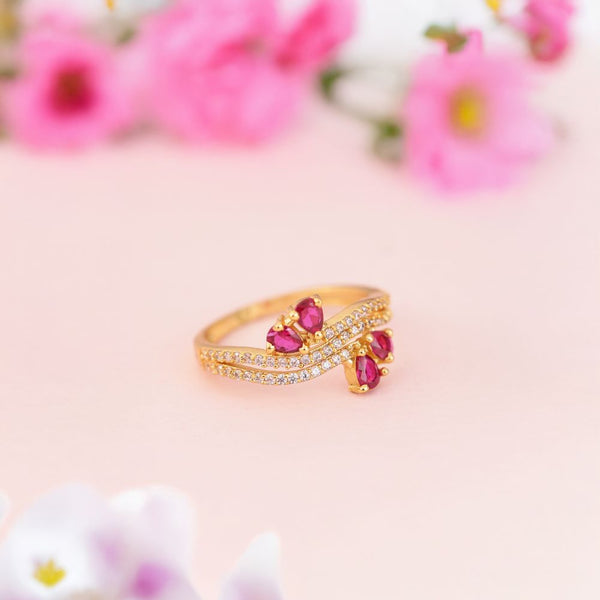 Ruby Blossom Wave Ring