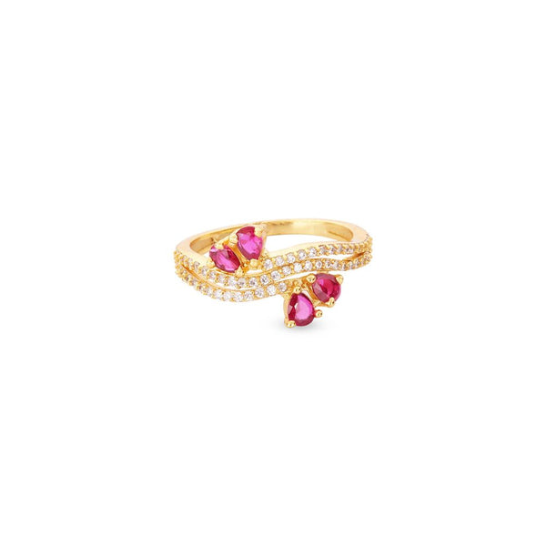 Ruby Blossom Wave Ring