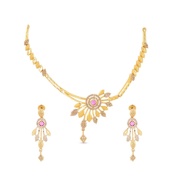 Radiant Ruby Sunburst Necklace Set