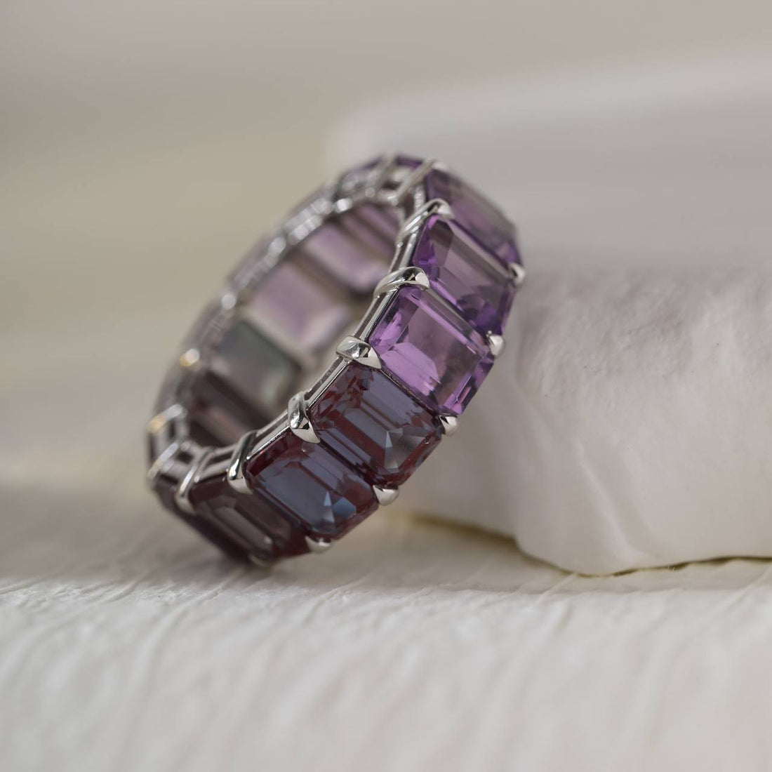Emerald Cut Amethyst Eternity Ring