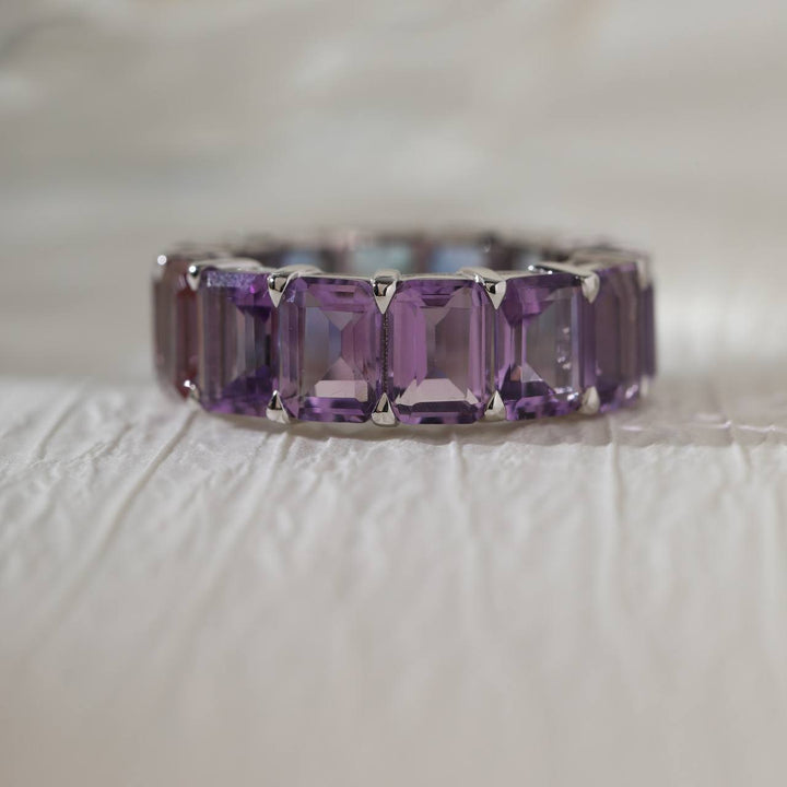 Emerald Cut Amethyst Eternity Ring