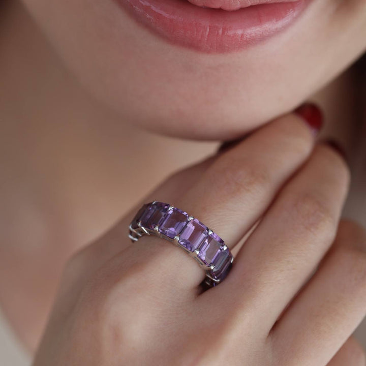 Emerald Cut Amethyst Eternity Ring
