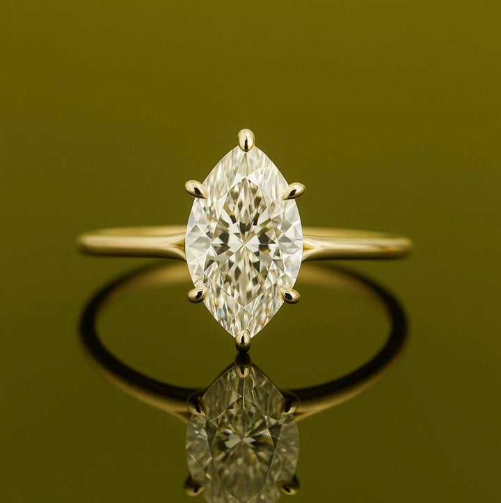Marquise solitaire hidden halo